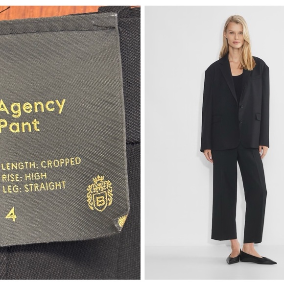 NWT Aritzia Babaton Black Agency Pant Cropped High Rise Straight Wool size 4 - Picture 16 of 16